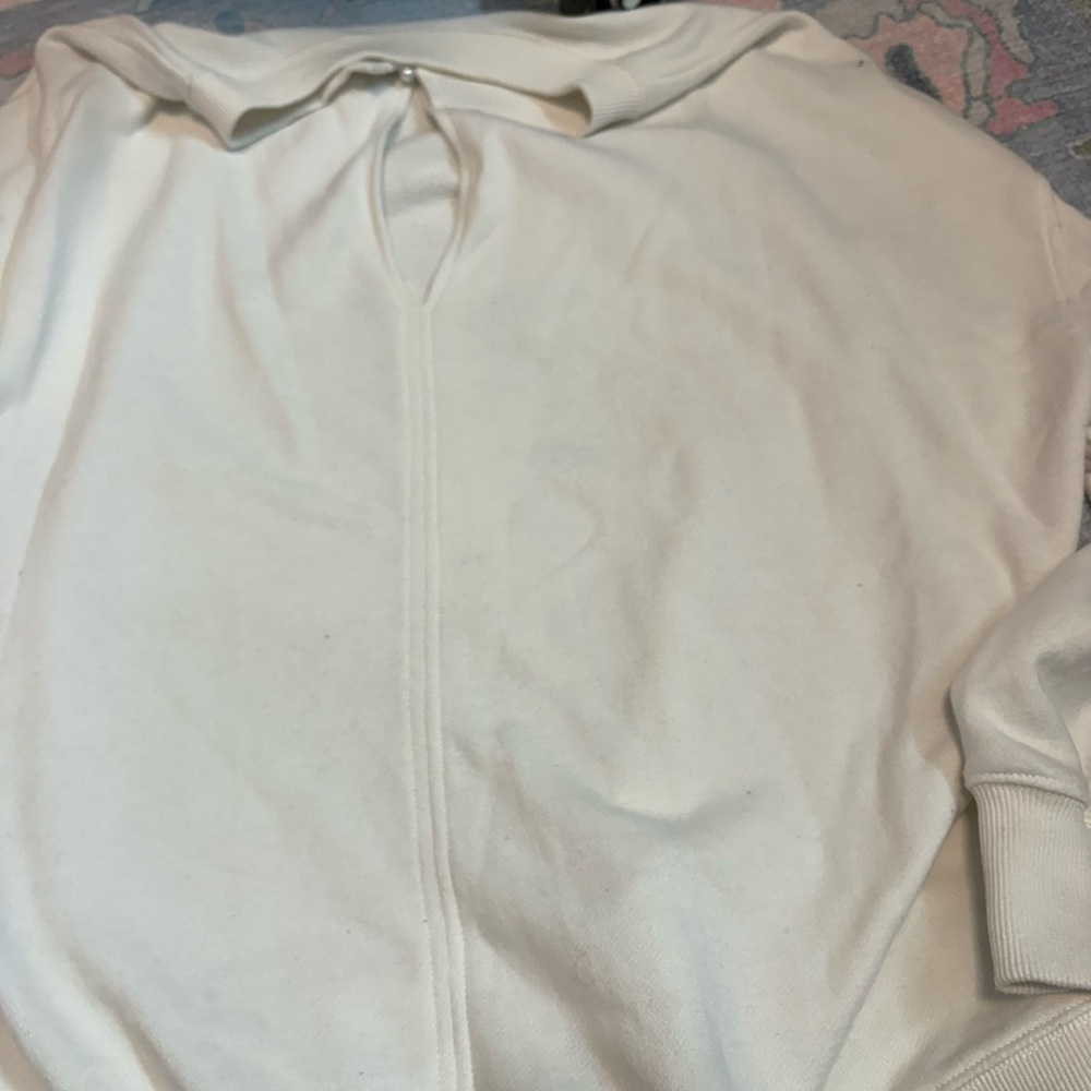 Aerie Cream Sweatshirt with Pink Bow Design - Picture 3 of 5